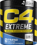 C4 Extreme Pre Workout Powder Icy Blue Razz | Preworkout Energy Supplement for Men & Women | 200mg Caffeine + Beta Alanine + Creatine | 60 Servings