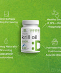 Deal Supplement Antarctic Krill Oil 1000mg Per Serving 240 Softgels Mercury No Fishy Taste Rich in Omega-3s EPA DHA Astaxanthin & Phospholipids Non-GMO No Gluten