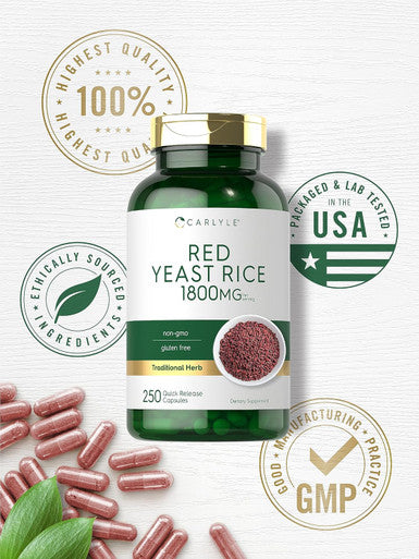 Carlyle Red Yeast Rice | 250 Capsules | Non-GMO Gluten Supplement