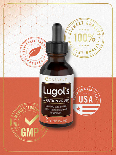 Lugols Iodine 2 Percent 2 Fl Oz | Potassium Iodide And Iodine Solution 2% Liquid Drops | By Carlyle