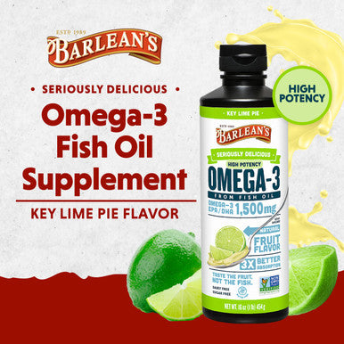 Barlean's Omega Swirl Ultra High Potency Omega-3 Fish Oil Supplement Key Lime 16 Fl Oz