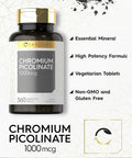 Carlyle Ultra Chromium Picolinate 1000mcg | 360 Tablets | Vegetarian Non-GMO Gluten