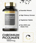 Ultra Chromium Picolinate 1000Mcg | 360 Tablets | Vegetarian, Non-Gmo, Gluten Free | By Carlyle