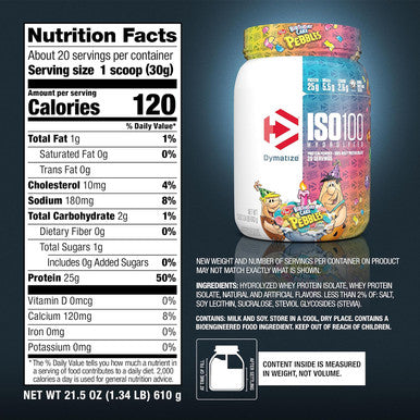 Dymatize x Birthday Cake Pebbles ISO100 Whey Protein Powder Isolate 25g of Protein 20 Servings