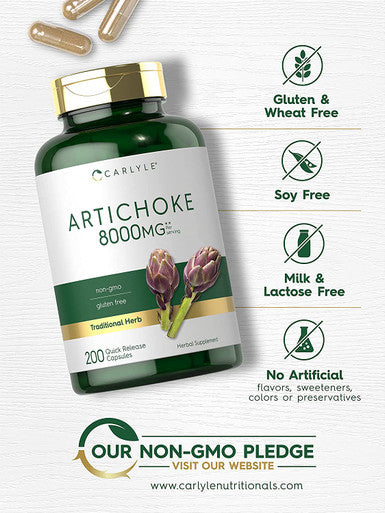 Carlyle Artichoke Extract Capsules 8000Mg | 200 Count | Non-Gmo, Gluten Free Supplement