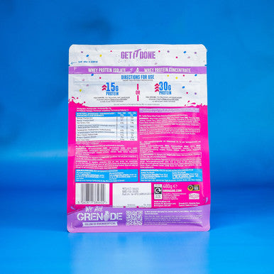 Grenade Whey Blend High Protein Powder Low Sugar with 30g Protein per Serving 12 Servings Birthday Cake 480 g