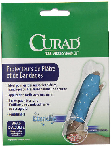 Curad Adult Arm Cast and Bandage Protectors Water Resistant Reusable Ideal for Shower and Bath