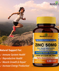 Zinc 50mg Supplement 120 Vegetarian Capsules, Zinc Highly Absorbable Supplements for Immune Support System, Gluten Free Zinc Supplement