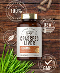 Grass Fed Beef Liver Capsules 4500Mg | 250 Count | Desiccated Supplement | Non-Gmo, Gluten Free | By Herbage Farmstead