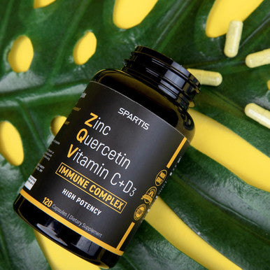 Zinc Quercetin 500Mg With Vitamin C Vitamin D3 Bromelain Immune Support High Potency Quercetin Zinc Supplement Zqv By Spartis (Pack Of 1 Bottle At 120-Caps)