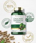 Carlyle Cascara Sagrada 450 mg | 250 Capsules | Herbal Supplement | Non-GMO, Gluten Free