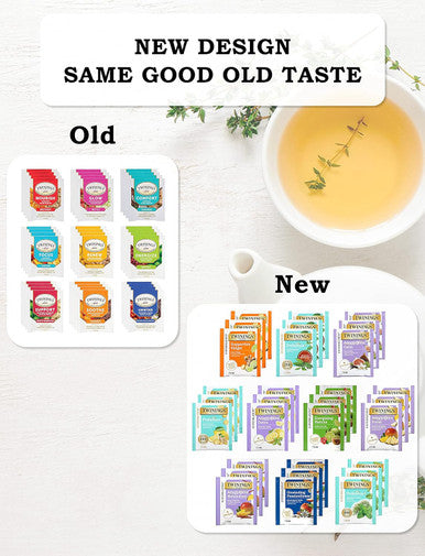Blue Ribbon Twinings Wellness Herbal and Green Tea Bags Sampler Variety Box (30 Count) 10 Flavors for Women and Men