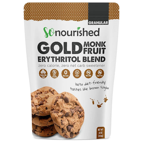 So Nourished Monk Fruit Sweetener with Erythritol Granular - 1:1 Sugar Substitute, Keto - 0 Calorie, 0 Net Carb, Non-GMO 2.5 Pounds