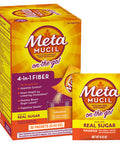 Metamucil On-The-Go, Daily Psyllium Husk Powder Supplement With Real Sugar, 4-In-1 Fiber For Digestive Health, Orange Smooth Flavored Drink, 30 Packets