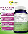Asquared Nutrition Myo-Inositol & D-Chiro Inositol Supplement - 180 Capsules - Plus Vitamin D3 And Zinc - Myo & D-Chiro Inositol 40 To 1 Ratio - Vit B8 Complex Pills