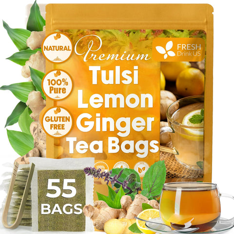 FreshDrinkUS, Premium 50 Mulberry Leaf Tea Bags, 100% Natural & Pure from Mulberry Leaves. Herbal Tea. Made with Natural Material Tea Bags. No Sugar, No Caffeine, No Gluten, Vegan.