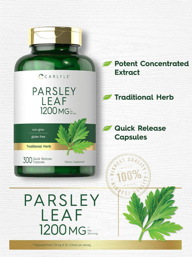 Carlyle Parsley Leaf Capsules 1200mg | 300 Count | Non-GMO Gluten Supplement