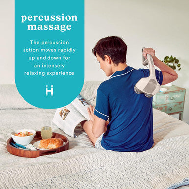 Homedics Percussion Action Massager With Heat Adjustable Intensity, Dual Pivoting Heads 2 Sets Interchangeable Nodes, Heated Muscle Kneading For Back, Shoulders, Feet, Legs, & Neck
