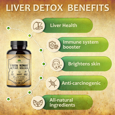 HERBALICIOUS Liver Detox Capsules Milk Thistle - All-Natural Cleansing Formula Supports Health And Liver Function, Immune System Boost And Skin Health - Silymarin Nutritional Supplement - 100 Caps