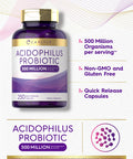 Carlyle Acidophilus Probiotic | 500 Million Cfu | 250 Capsules Non-Gmo & Gluten Free | Probiotic For Men & For Women