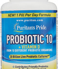 Probiotic 10 with Vitamin D to Help Support Immune System Health* 60 Count by Puritan's Pride White