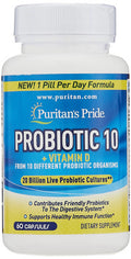 Probiotic 10 with Vitamin D to Help Support Immune System Health* 60 Count by Puritan's Pride White