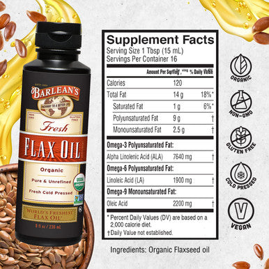 Barlean's Organic Fresh Flax Oil 8 Fl Oz (236 Ml)