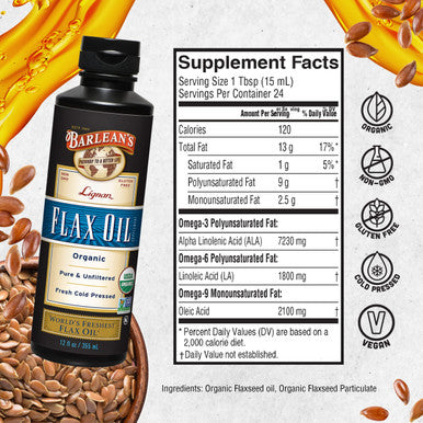 Barlean's Organic Lignan Flax Oil 12 Fl Oz (355 Ml)