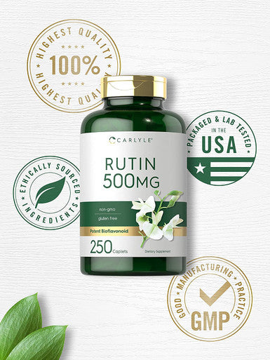 Rutin Supplement 500mg | 250 Caplets | Vegetarian, Non-GMO, Gluten Free | by Carlyle