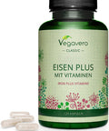 Iron Supplement Vegavero | 14 mg | with Vitamin C & B Vitamins | 120 Vegan Capsules | NO Additives