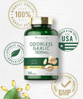 Carlyle Odorless Garlic Softgels 1500mg | 500 Pills | Non-GMO, Gluten Free Extract Supplement