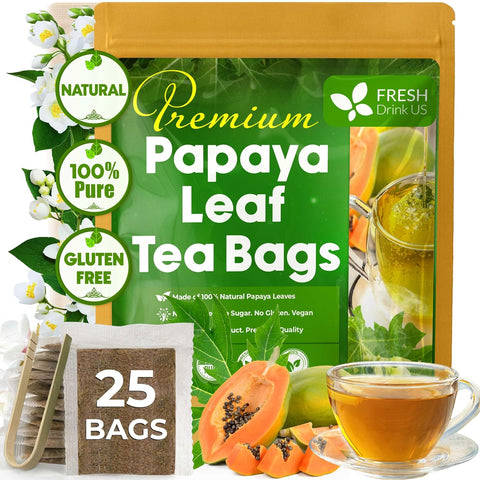 FreshDrinkUS, Premium 120 Mulberry Leaf Tea Bags, 100% Natural & Pure from Mulberry Leaves. Loose Leaf Herbal Tea. Made with Natural Material Tea Bags. No Sugar, No Caffeine, No Gluten, Vegan.