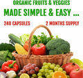 Upnourish Organic Fruits And Veggies Supplement - Support Diet Balance, Body Cleanse & Energy - 480 Fruits And Super Greens Capsules From Nature - Fruit And Vegetable Supplements For Adults & Kids