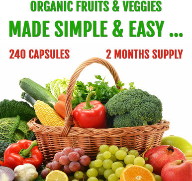 Upnourish Organic Fruits And Veggies Supplement - Support Diet Balance, Body Cleanse & Energy - 480 Fruits And Super Greens Capsules From Nature - Fruit And Vegetable Supplements For Adults & Kids