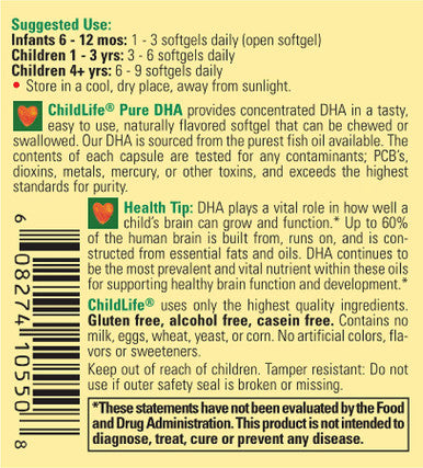 ChildLife Essentials Pure DHA Dietary Supplement - DHA for Kids, Supports Healthy Brain Growth & Function, All-Natural, Gluten-, Kids DHA Supplement - Natural Strawberry Flavor - 90 Count (Pack of 4)