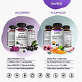 Immune Support + Black Elderberry Gummies: Best Immune Maintenance Bundle - Gluten-Free, Non-GMO & Natural Ingredients - Contains Vitamins C, B & E, Elderberry, Zinc, Turmeric, Echinacea Probiotics &