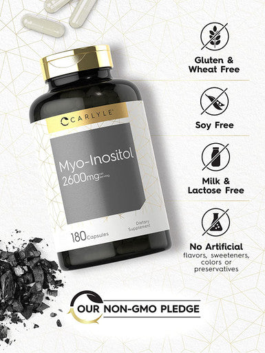 Carlyle Myo-Inositol 2600mg | 180 Capsules | High Potency Supplement | Non-GMO, Gluten Free