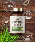 Grass Fed Beef Kidney Capsules | 200 Count | 3000Mg | Pasture Raised Desiccated Bovine Supplement | Hormone And Pesticide Free