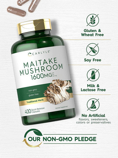 Carlyle Maitake Mushroom Capsules | 1600Mg | 400 Count | Non-Gmo & Gluten Free Extract | Mushroom Supplement