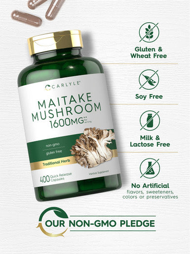 Carlyle Maitake Mushroom Capsules | 1600Mg | 400 Count | Non-Gmo & Gluten Free Extract | Mushroom Supplement