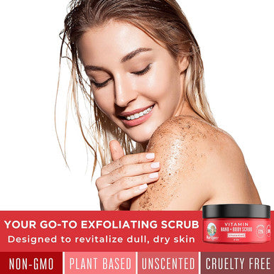 Maryruth Organics Vitamin Hand | Foot & Body Scrub w/MSM by MaryRuth's Exfoliates & Hydrates Dry | Damaged or Normal Skin | Blend of Organic Plant Based Ingredients | For Men & Women | Unscented | 8oz.