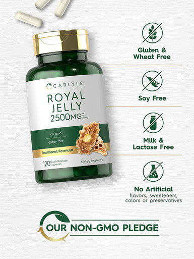 Carlyle Royal Jelly Capsule | 2500Mg | 120 Count | Non-Gmo And Gluten Free Formula | Traditional Supplement