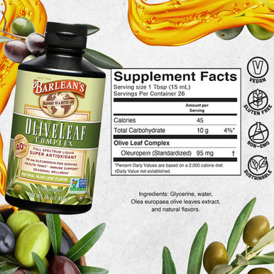 Barlean's Organic Oils Olive Leaf Complex Immune Support Liquid 16 Ounce