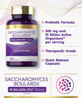 Carlyle Saccharomyces Boulardii Probiotics | 10 Billion CFUs 200 Capsules | Value Size | Non-GMO, Gluten Free Supplement