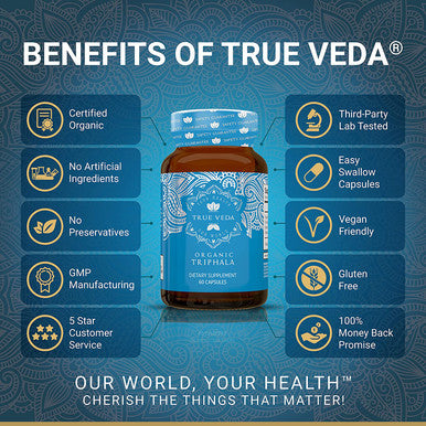 Triphala Capsules USDA Organic Vegan Triphala Tablets 100 Natural Herbal Triphala Guggulu Supplement Natural Fusion Extract Potency Ayurveda 60 Caps Trifala Churna