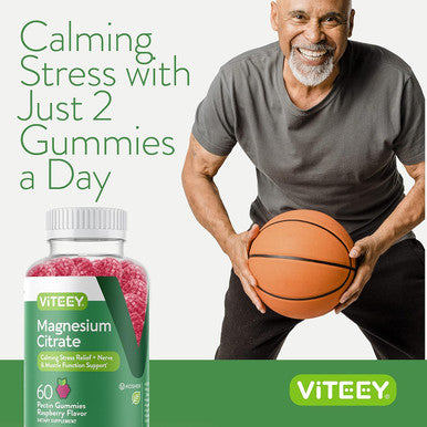 Magnesium Citrate Gummies For Adults & Teens - 66Mg, Supports Calm Mood, Optimal Relaxation, Muscle Function - Vegetarian, Gelatin Free, Gmo - Tasty Chewable Raspberry Flavored Gummy