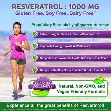 100% Natural Resveratrol - 1000Mg Per Serving Max Strength (180 Capsules) Antioxidant Supplement, Trans-Resveratrol Pills For Heart Health & Pure, Trans Resveratrol & Polyphenols