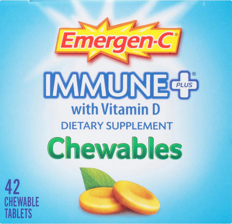 EmergenC Immune+ Chewables 1000Mg Vitamin C With Vitamin D Tablet Immune Support Dietary Supplement For Immunity Orange Blast Flavor 42 Count