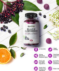 Sambucus Elderberry Gummies with Zinc Vitamin C. GreatTasting Women Mens Daily Herbal Supplement for Immune Support Skin Health. Natural Elderberries. Vegan GlutenFree
