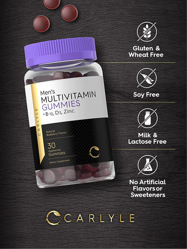Carlyle Multivitamin Gummies for Men | 30 Count | Natural Blueberry Flavor | Plus B12, D3, and Zinc | Vegetarian Vitamin Supplement